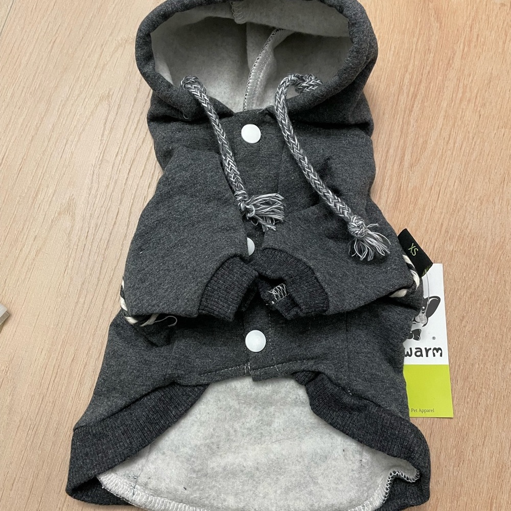NWT Fitwarm XS Dog Hoodie with piping detail